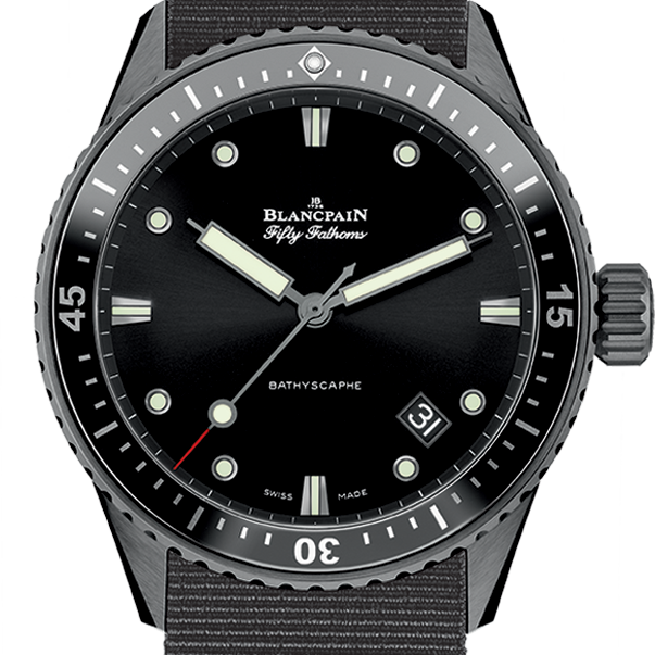 Blancpain Fifty Fathoms Bathyscaphe Ceramic Grey NATO Men's Watch - 5000 0130 NABA