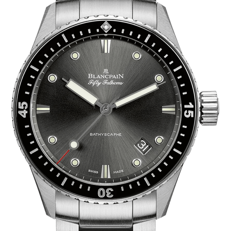 Blancpain Fifty Fathoms Bathyscaphe 43mm Satin-Brushed Steel Men's Watch - 5000 1110 71S
