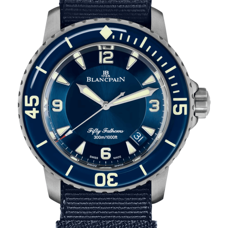 Blancpain Fifty Fathoms Automatique Titanium Blue NATO Men's Watch - 5015 12B40 NAOA