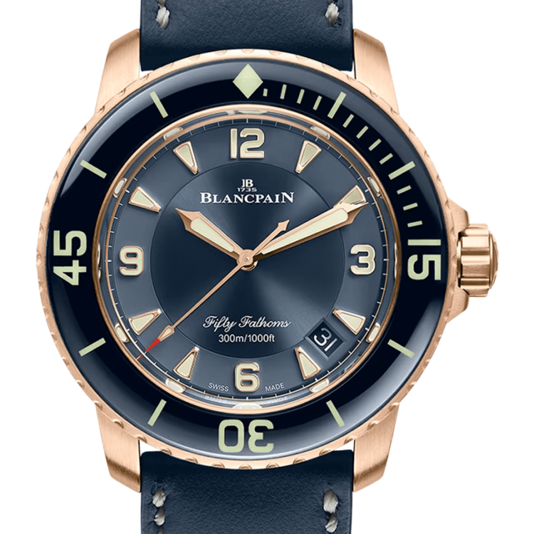 Blancpain Fifty Fathoms Automatique Red Gold Barennia Leather Men's Watch - 5015 3603C 63B