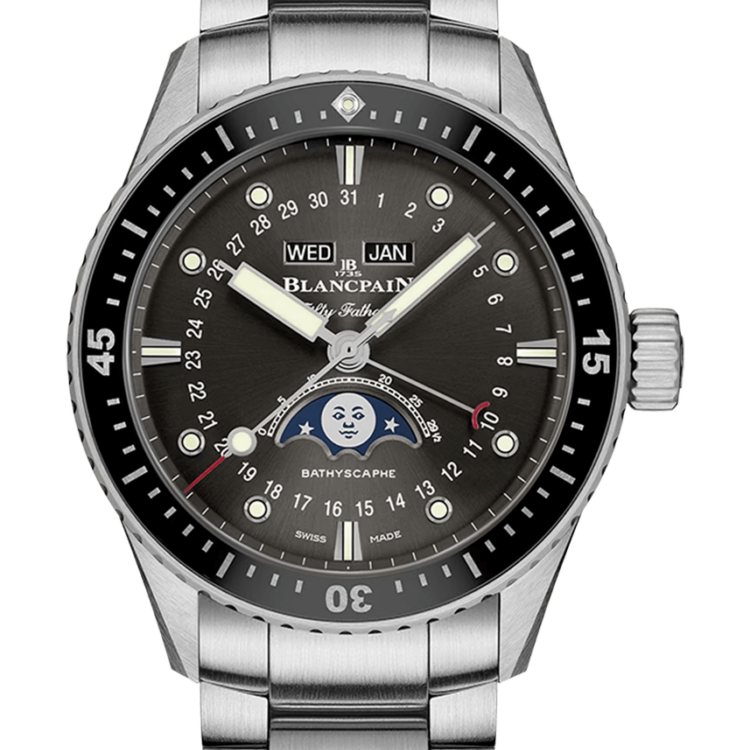 Blancpain Fifty Fathoms Bathyscaphe Quantieme Complet Phases de Lune Steel Men's Watch - 5054 1110 71S
