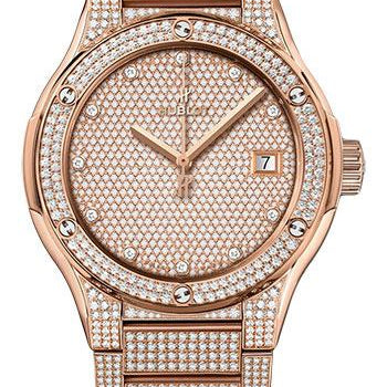 Hublot Classic Fusion King Gold Full Pave Bracelet Watch - 45 mm - Gem Set Dial-510.OX.9000.OX.3704