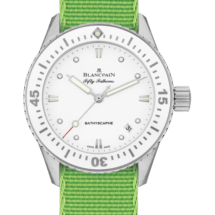 Blancpain Fifty Fathoms Bathyscaphe 38mm Ultra-Slim Bright Green Ladies Watch - 5100 1127 NAHA
