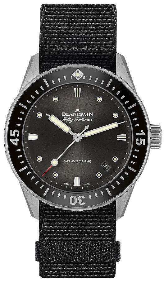 Blancpain Fifty Fathoms Bathyscaphe 38mm Steel Black NATO Men's Watch - 5100B 1110 NABA