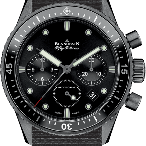 Blancpain Fifty Fathoms Bathyscaphe Chronographe Flyback Ceramic Grey NATO Men's Watch - 5200 0130 NABA