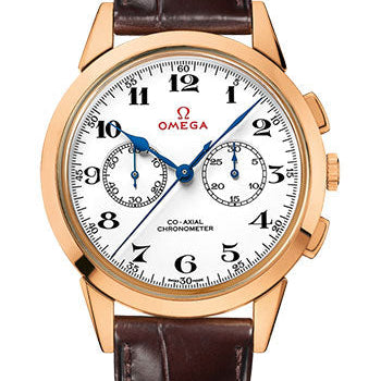 Omega Specialities Olympic Official Timekeeper Limited Edition of 188 Watch - 39 mm Pink Gold Case - Brown Leather Strap - 522.53.39.50.04.001