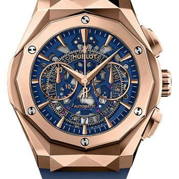 Hublot Classic Fusion Aerofusion Chronograph Orlinski King Gold Blue Watch - 45 mm - Sapphire Crystal Dial - Blue Smooth Rubber Strap Limited Edition of 200-525.OX.5180.RX.ORL21