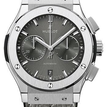 Hublot Classic Fusion Racing Grey Chronograph Watch - 42 mm - Grey Dial - Black Rubber and Leather Strap-541.NX.7070.LR