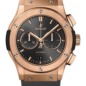 Hublot Classic Fusion Racing Grey Chronograph King Gold Watch - 42 mm - Gray Dial - Gray Lined Rubber Strap-541.OX.7080.RX