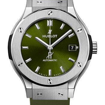 Hublot Classic Fusion Titanium Green Watch - 38 mm - Green Dial - Green Lined Rubber Strap-565.NX.8970.RX