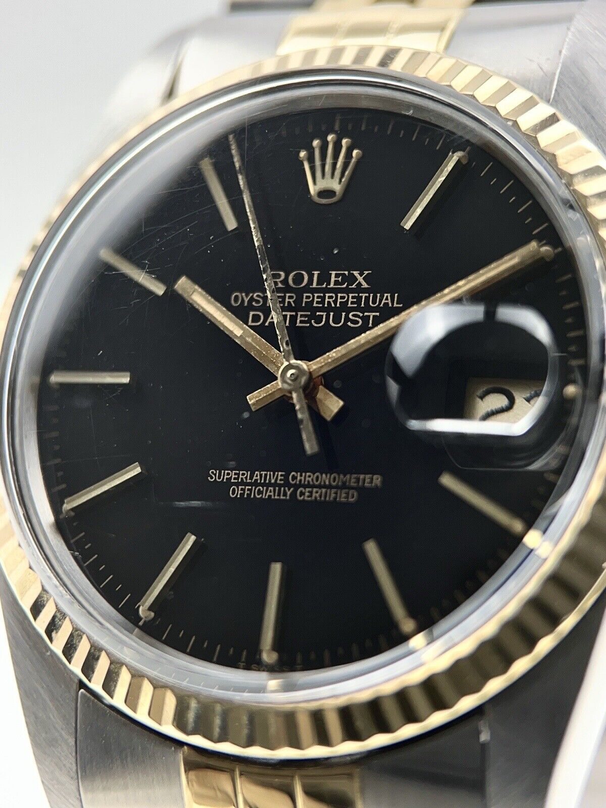 Rolex Datejust Steel & Gold Black 36mm Automatic Men’s Watch 16013 - Box/Papers