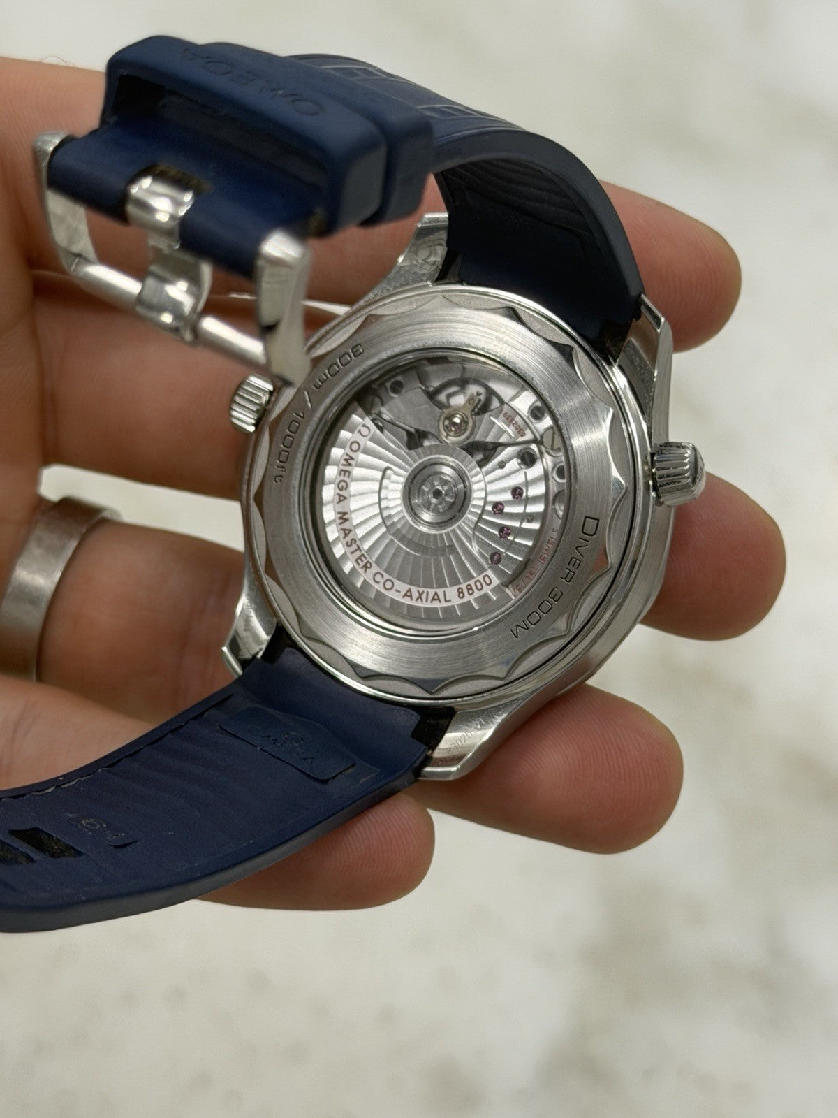 SERVICED Omega Seamaster Wave 300m Blue Ceramic Watch 210.32.32.42.20.03.001