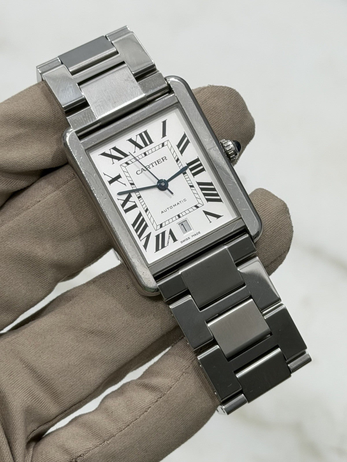 Cartier Tank Solo Date XL Stainless Steel 31mm Automatic Men's Watch 3515