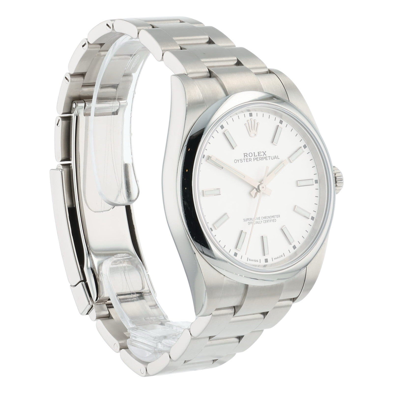 Rolex Oyster Perpetual 39 Stainless Steel White Dial 39mm Automatic Mens 114300