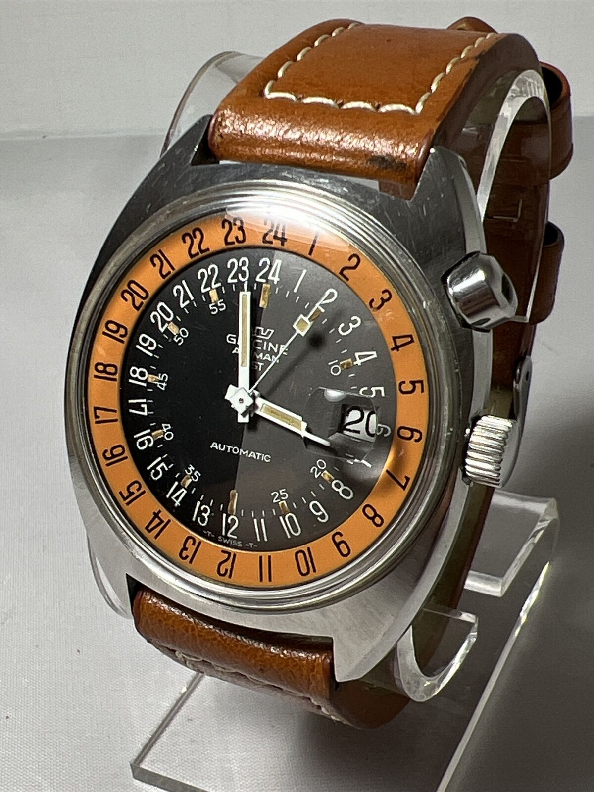 Glycine Airman SST 24 Hour Date Automatic "Pumpkin" Men's 42mm 323.1219 Watch