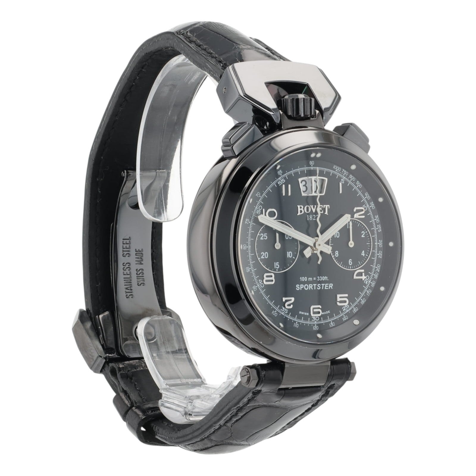 NEW 2025 Bovet Sportster Stainless Steel Black Dial 44mm Automatic Mens SP0306