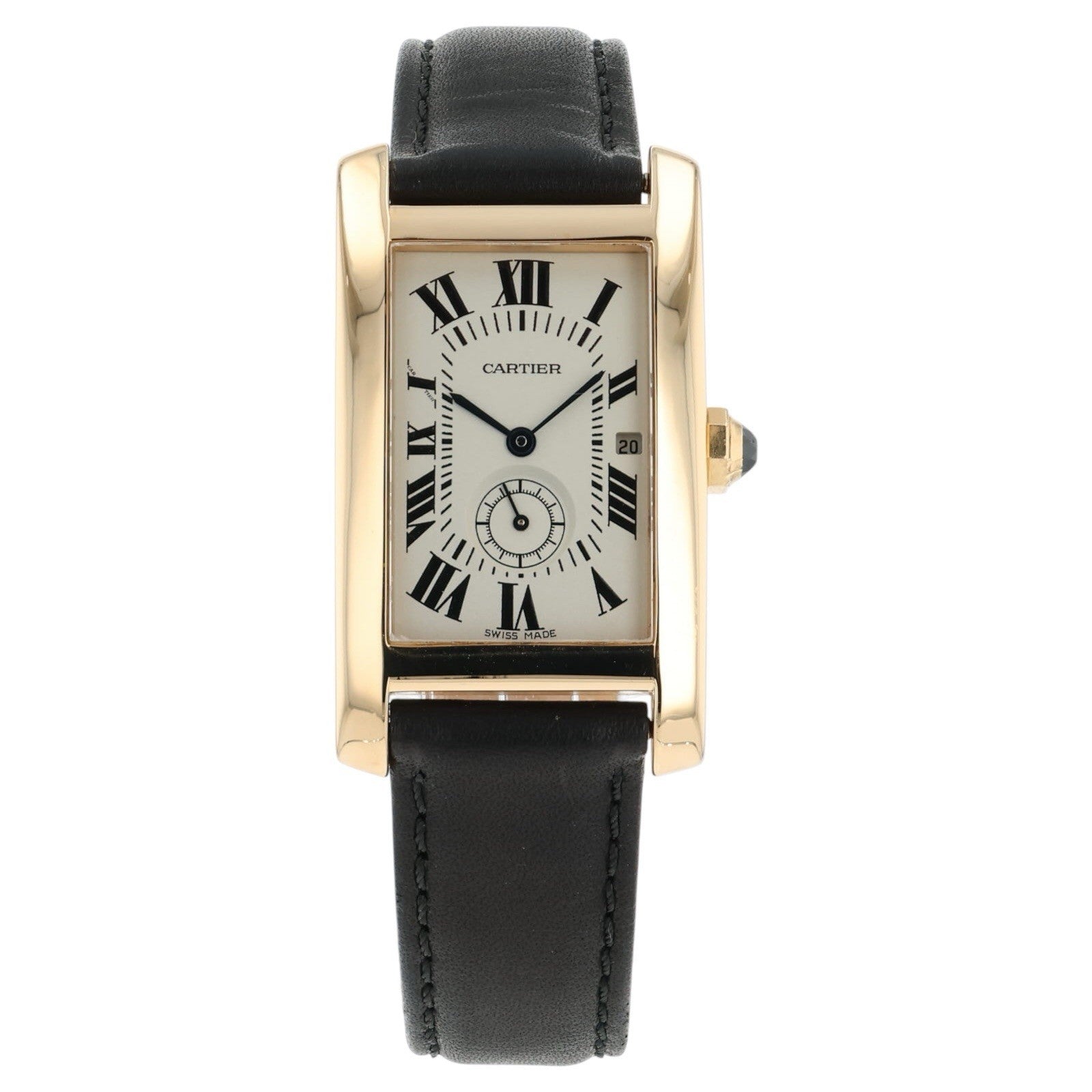 Cartier Tank Americaine 18k Yellow Gold Silver Dial 24mm Quartz Mens W26009C9