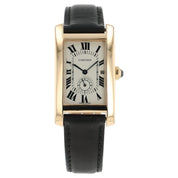 Cartier Tank Americaine 18k Yellow Gold Silver Dial 24mm Quartz Mens W26009C9