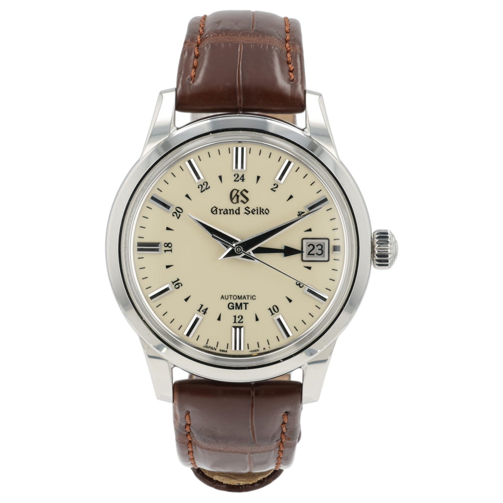 Grand Seiko Elegance GMT Ivory Dial Steel 39.5mm Automatic Mens Watch SBGM221