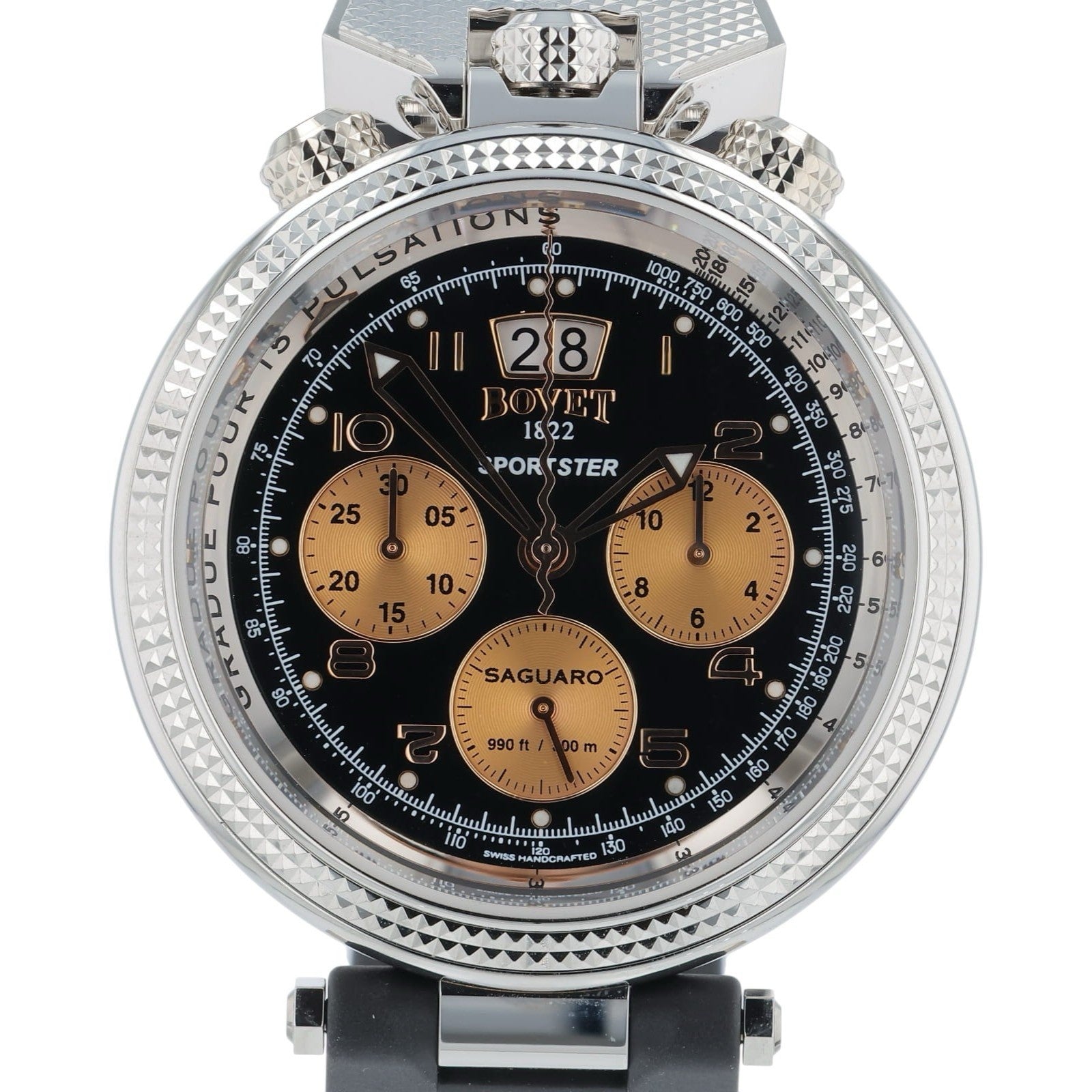 NEW 2025 Bovet Sportster Saguaro Steel Black Dial 46mm Auto Men's Watch SP0483