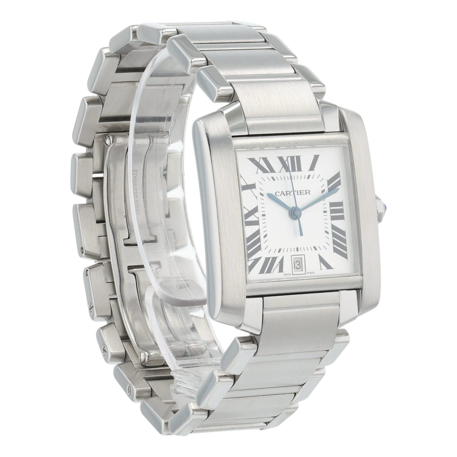 Cartier Tank Francaise Stainless Steel Silver Dial 28x32mm Automatic Womens 2302