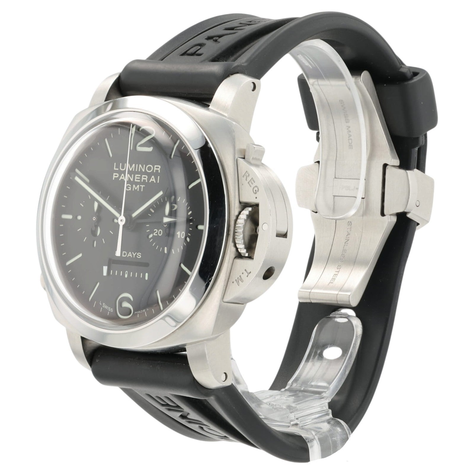 Panerai Luminor GMT 8 Days Black Dial Steel 44mm Manual Men's Watch PAM00275