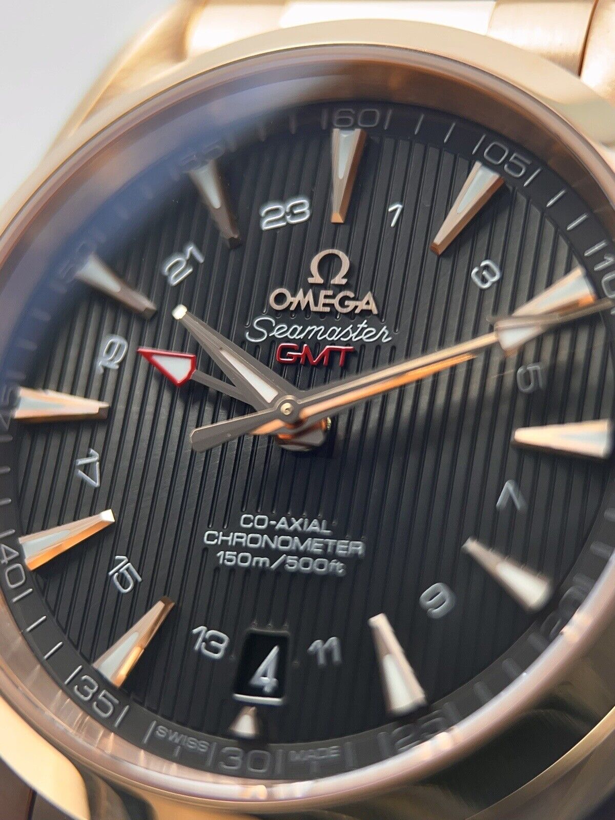 Omega Seamaster Aqua Terra 18k Rose Gold GMT Gray Dial 231.50.43.22.06.002 B&P