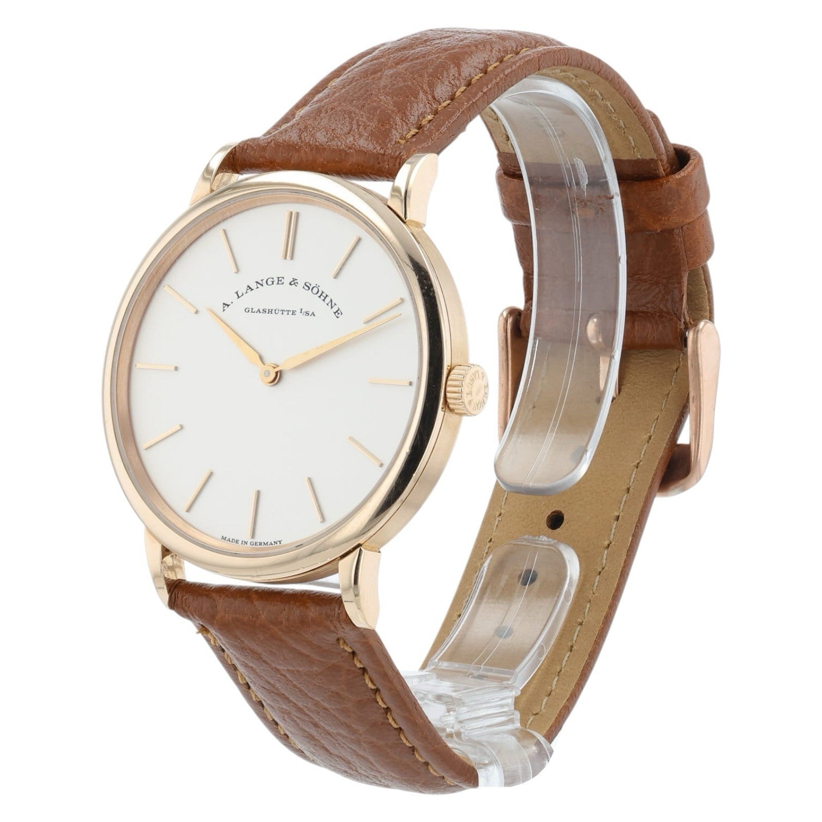 A.Lange & Sohne Saxon is 18k Rose Gold Silver Dial 40mm Manual Wind Men’s 201.03