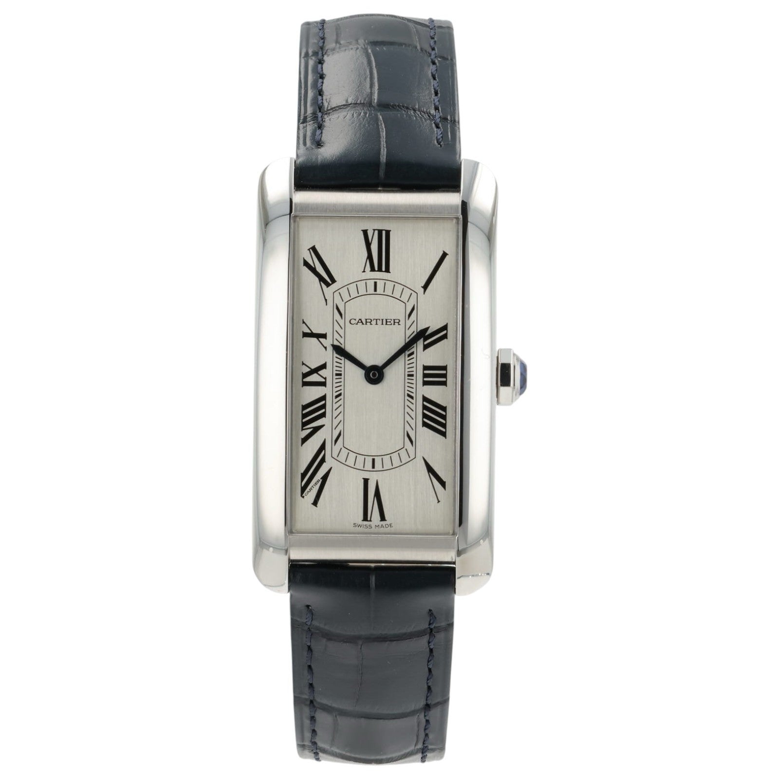 Cartier Tank Large Americaine Silver Dial Steel 24mm Auto Men's Watch WSTA0083