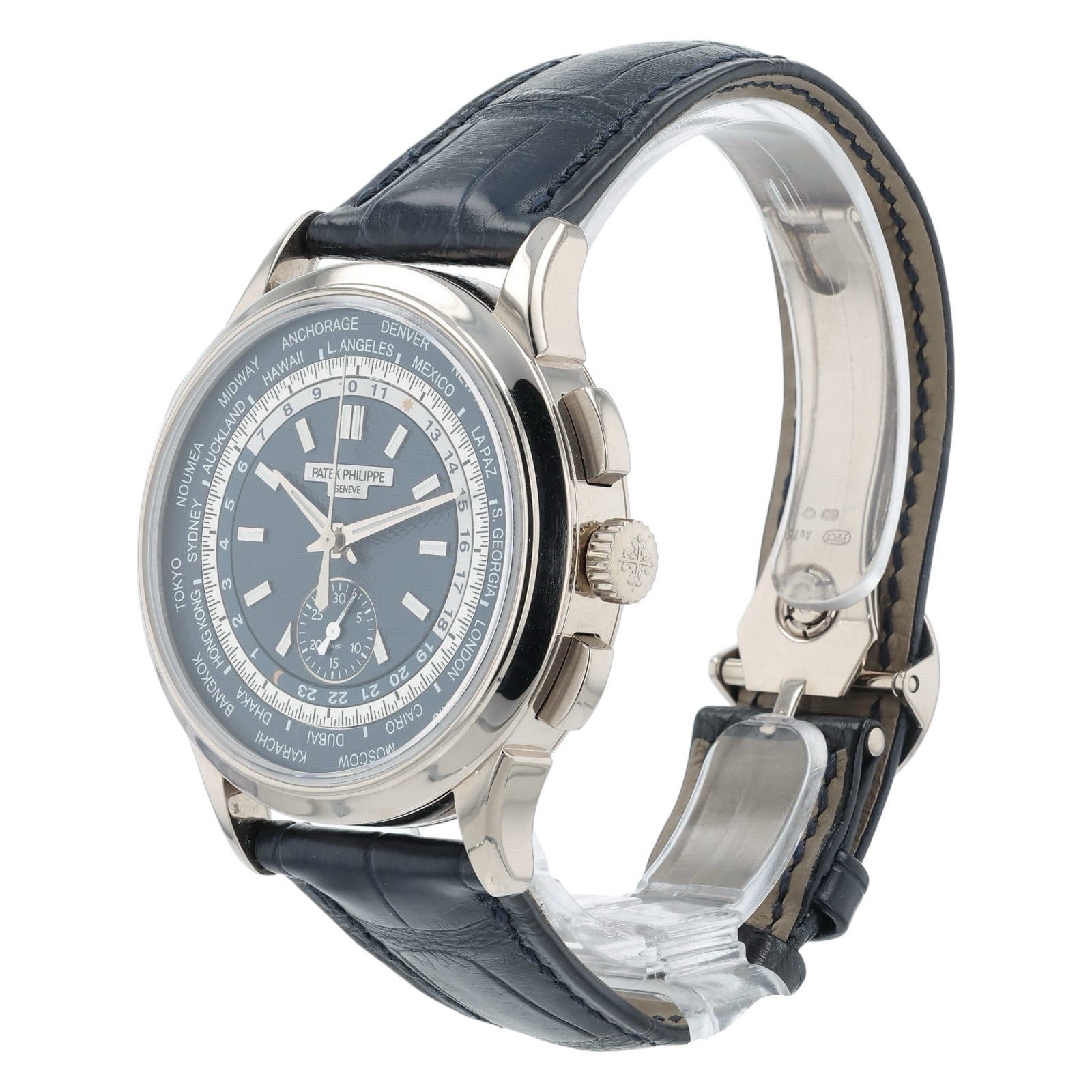 Patek Philippe World Time Blue Dial 18k White Gold 39.5mm Automatic Men’s 5930G