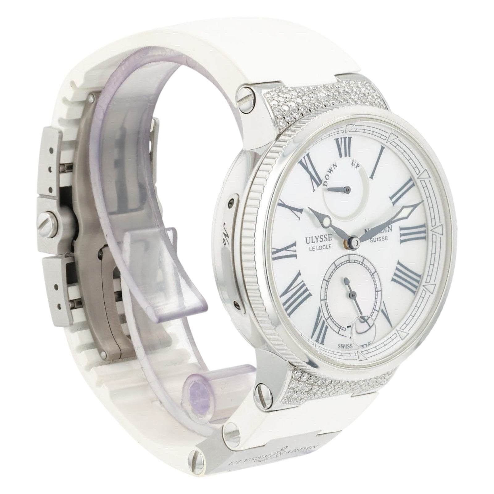 Ulysse Nardin White MOP Dial Diamond Steel 39mm Auto Women's Watch 1183-160