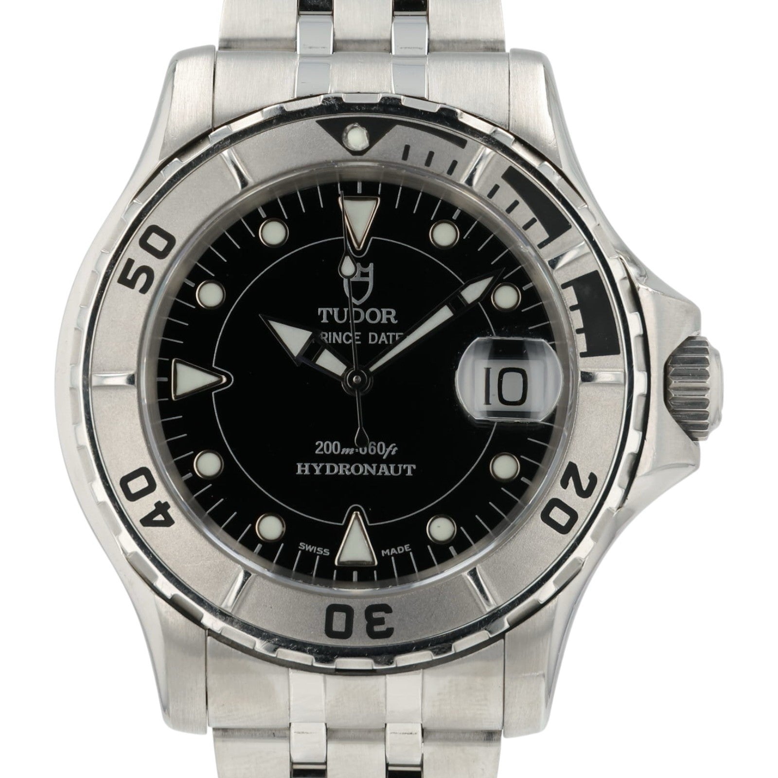 Tudor Hydronaut Prince Date Black Dial Stainless Steel 40mm Automatic Mens 89190