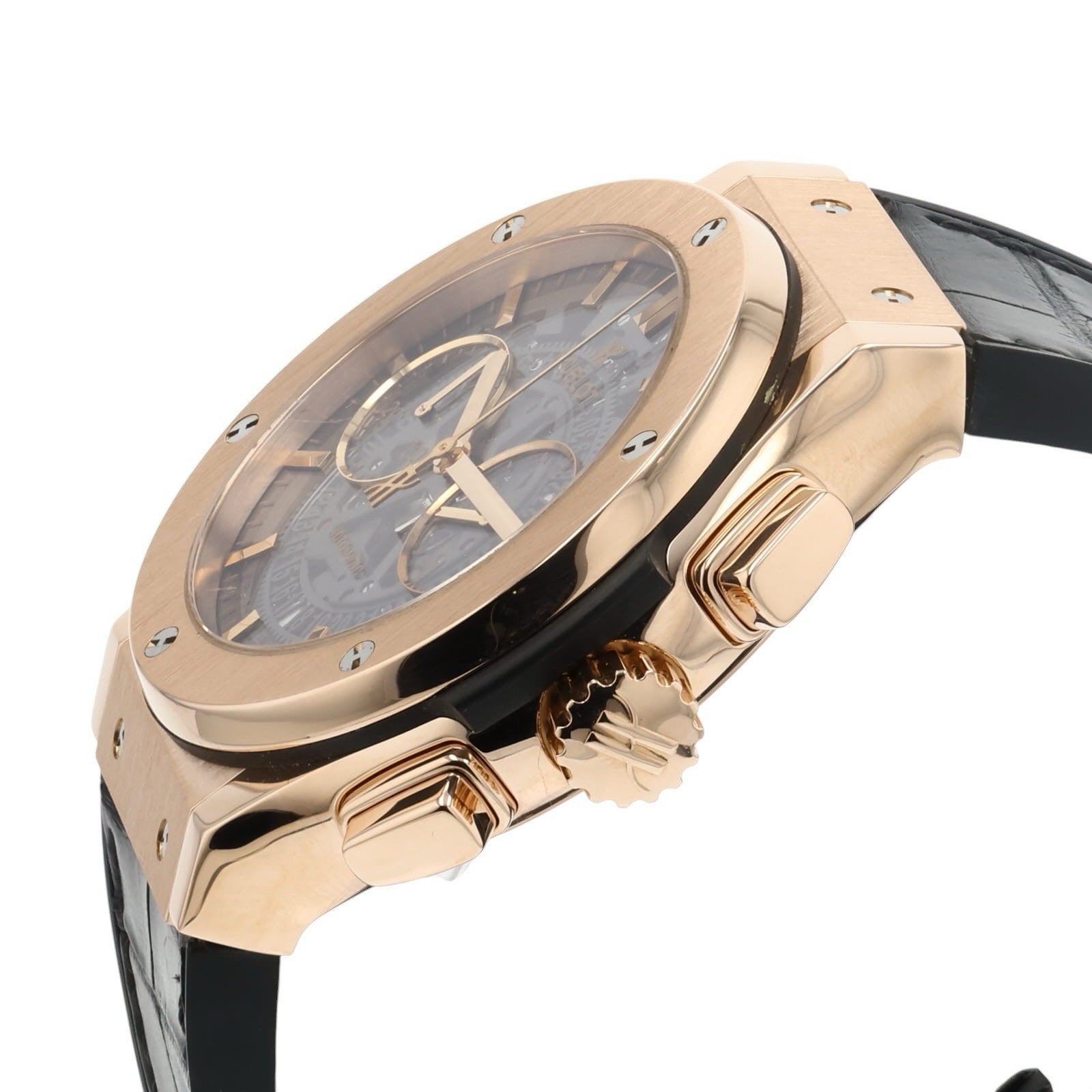 Hublot Classic Fusion 18k Rose Gold Black Dial 45mm Auto Mens 525.OX.0180.LR