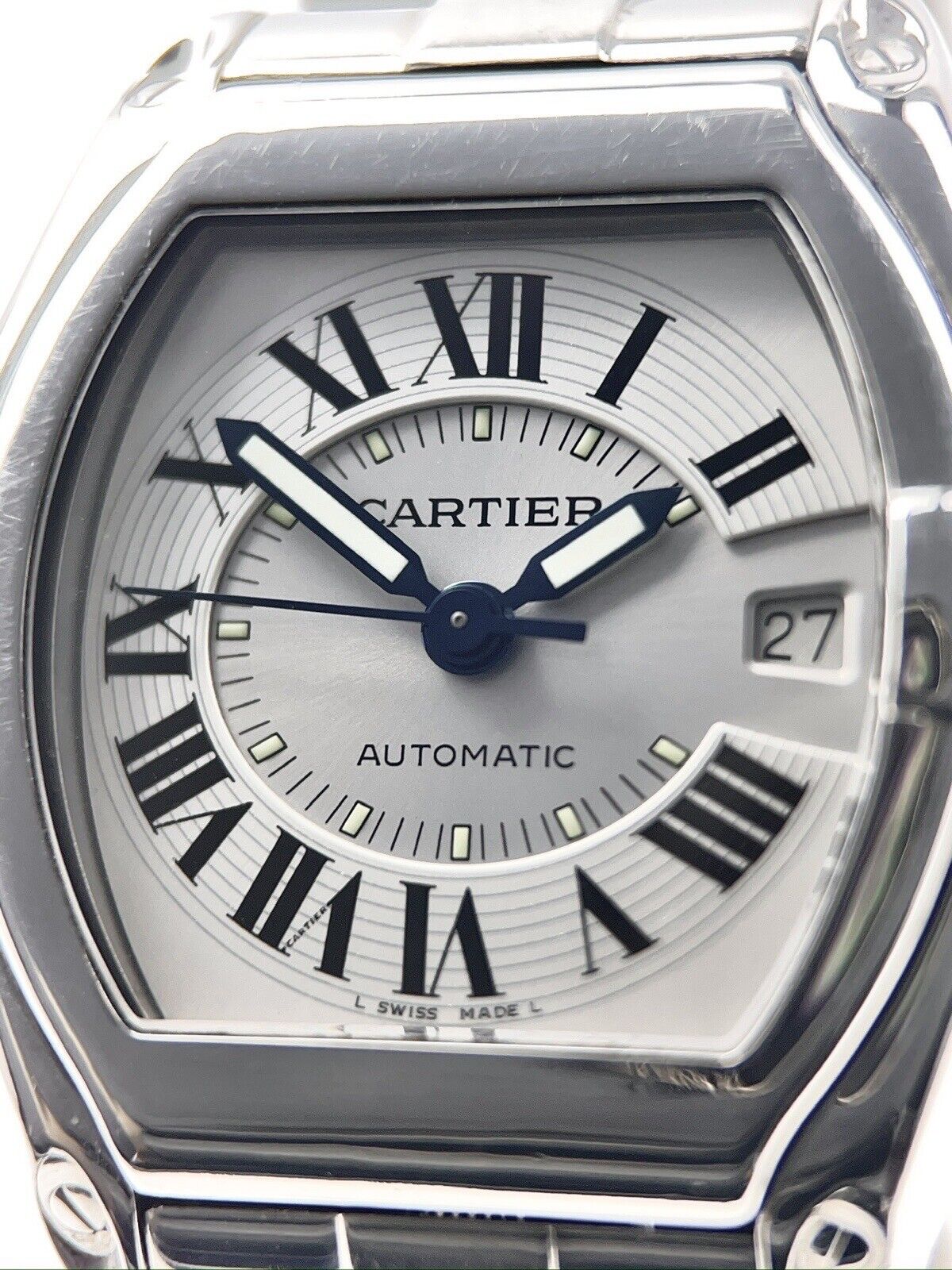 Cartier Roadster 2510 Stainless Steel Watch Mens 39mm Automatic Silver Dial