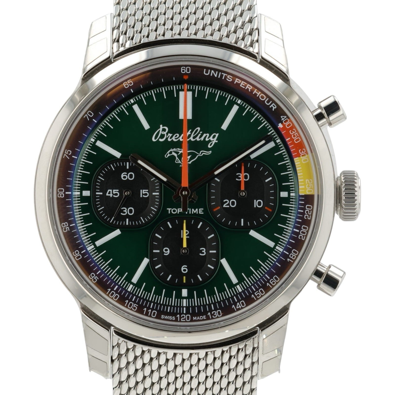 NEW 2026 Breitling Top Time Mustang Green Dial Steel 41mm Automatic Men’s Watch
