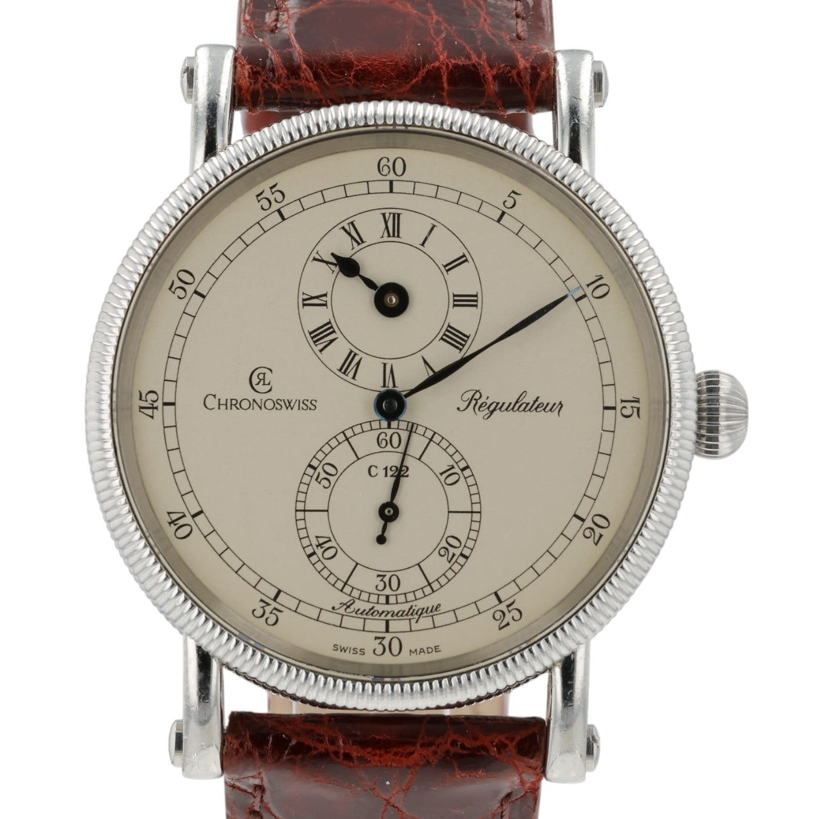 Chronoswiss Regulator White Dial Stainless Steel 38mm Automatic Mens CH1223