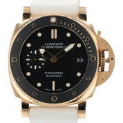 Panerai Luminor Submersible Black Dial 18k Rose Gold 42mm Automatic Mens PAM0068