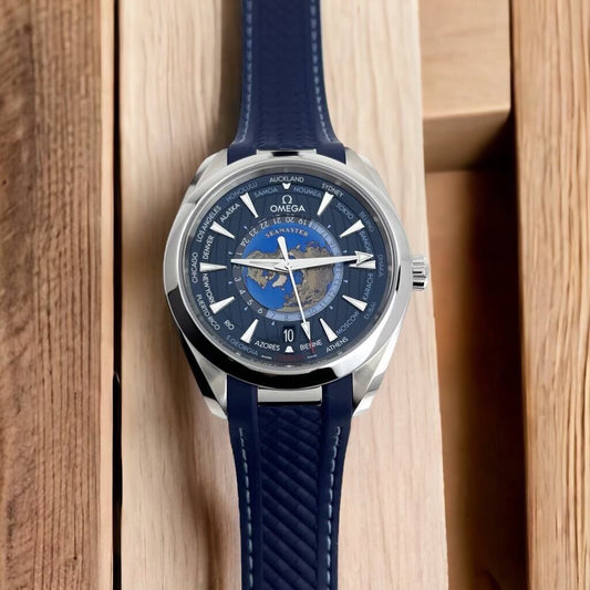 BRAND NEW Omega Seamaster Aqua Terra GMT Worldtimer  43mm Watch - Complete Set
