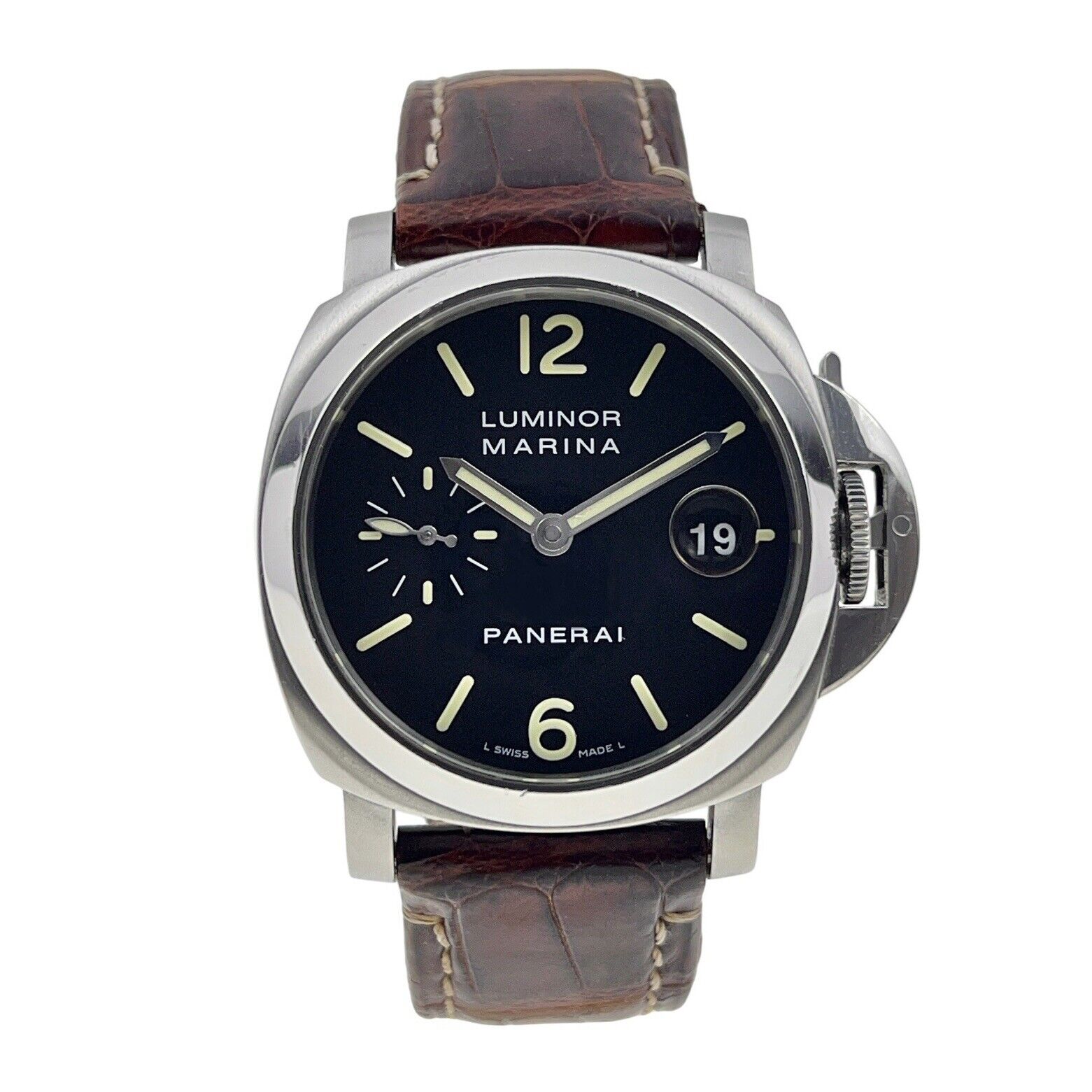 Panerai Luminor Marina Steel Black 40mm Automatic Mens Watch PAM00048