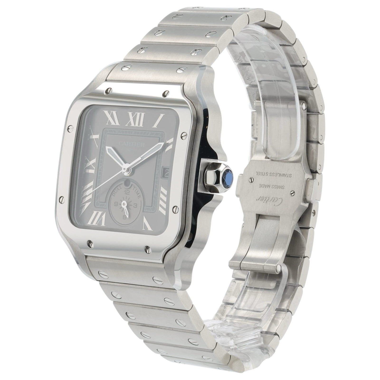 NEW Cartier Santos Dual Time Gray Dial 40mm Automatic Men's Watch WSSA0076