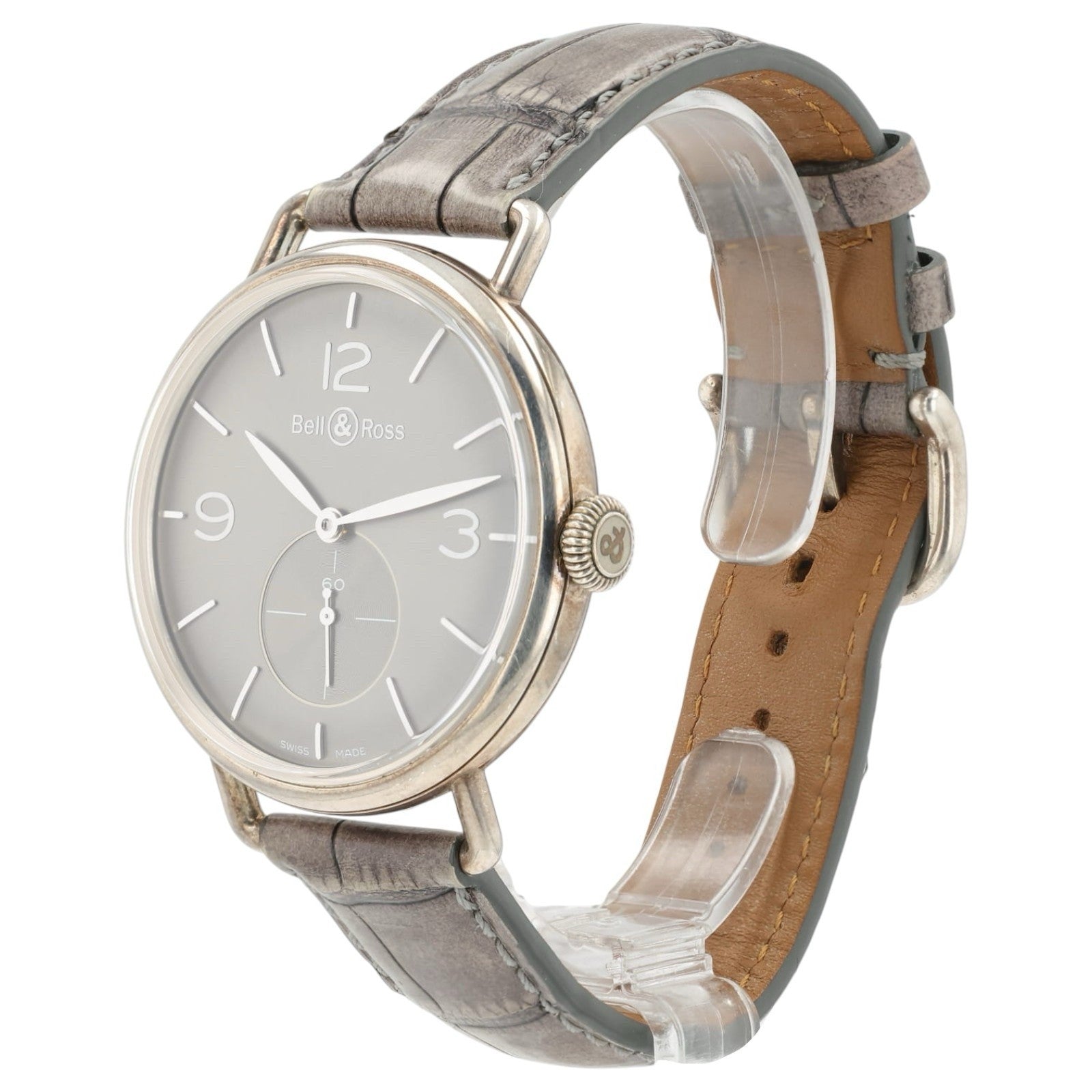 Bell & Ross Silver Dial Sterling Silver 41mm Manual Wind Mens Watch BR WW1-70-AG