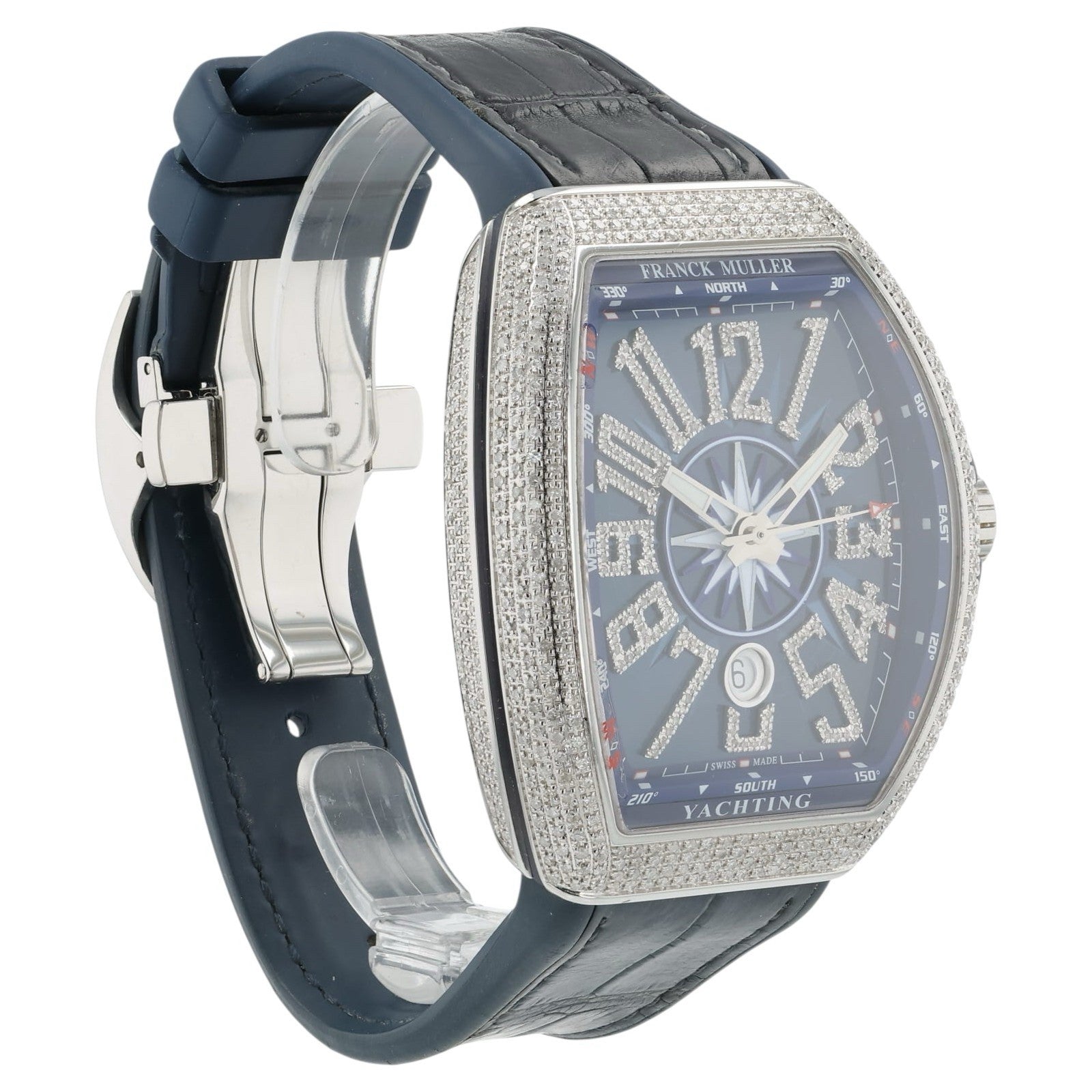 Franck Muller Vanguard Diamond Steel Blue Dial 45mm Automatic Mens V45SCDT