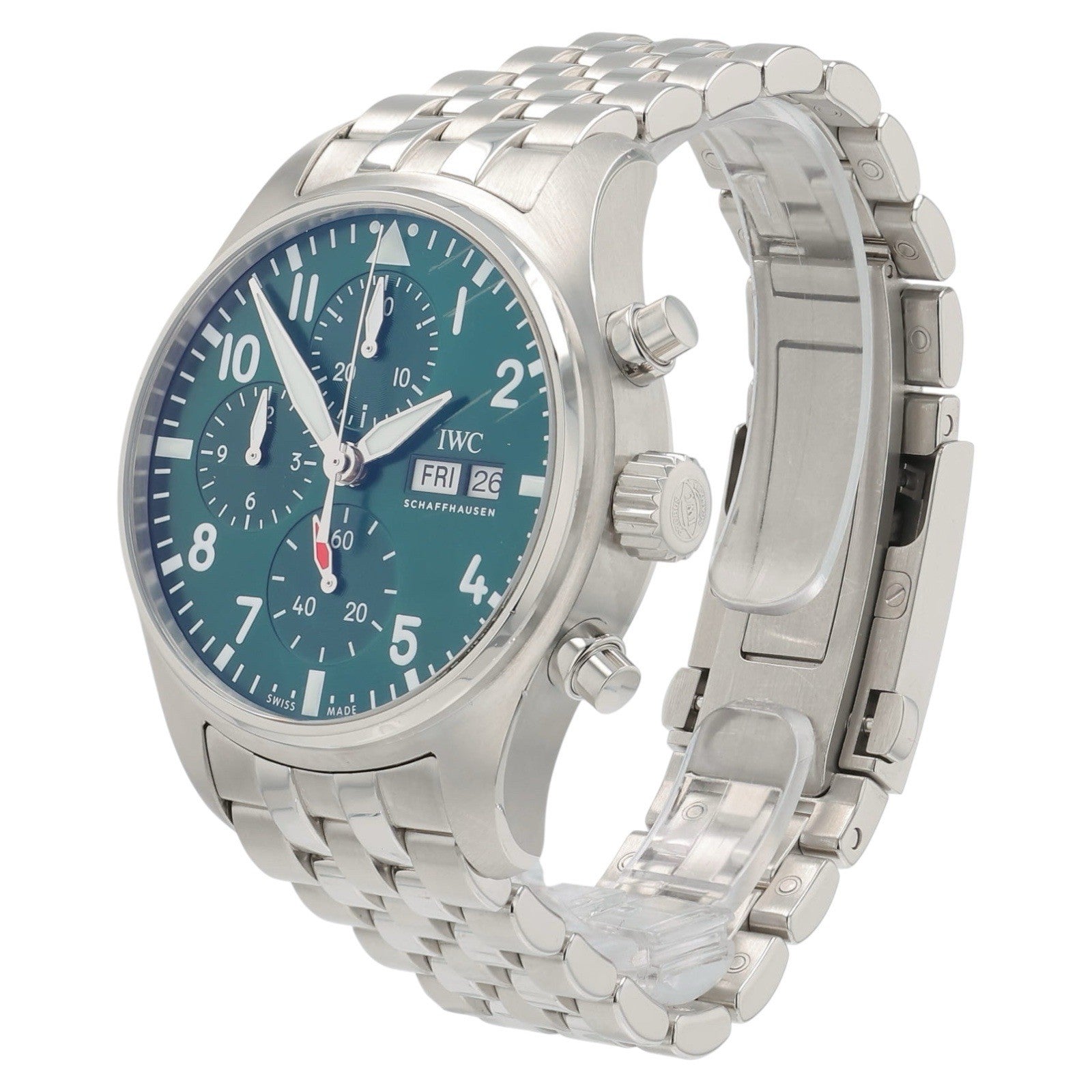 IWC Pilot Chronograph Stainless Steel Green Dial 41mm Automatic Watch IW388104