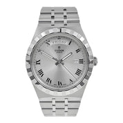 Tudor Royal Silver Roman Day Date Stainless Steel Men's Automatic Watch 28600