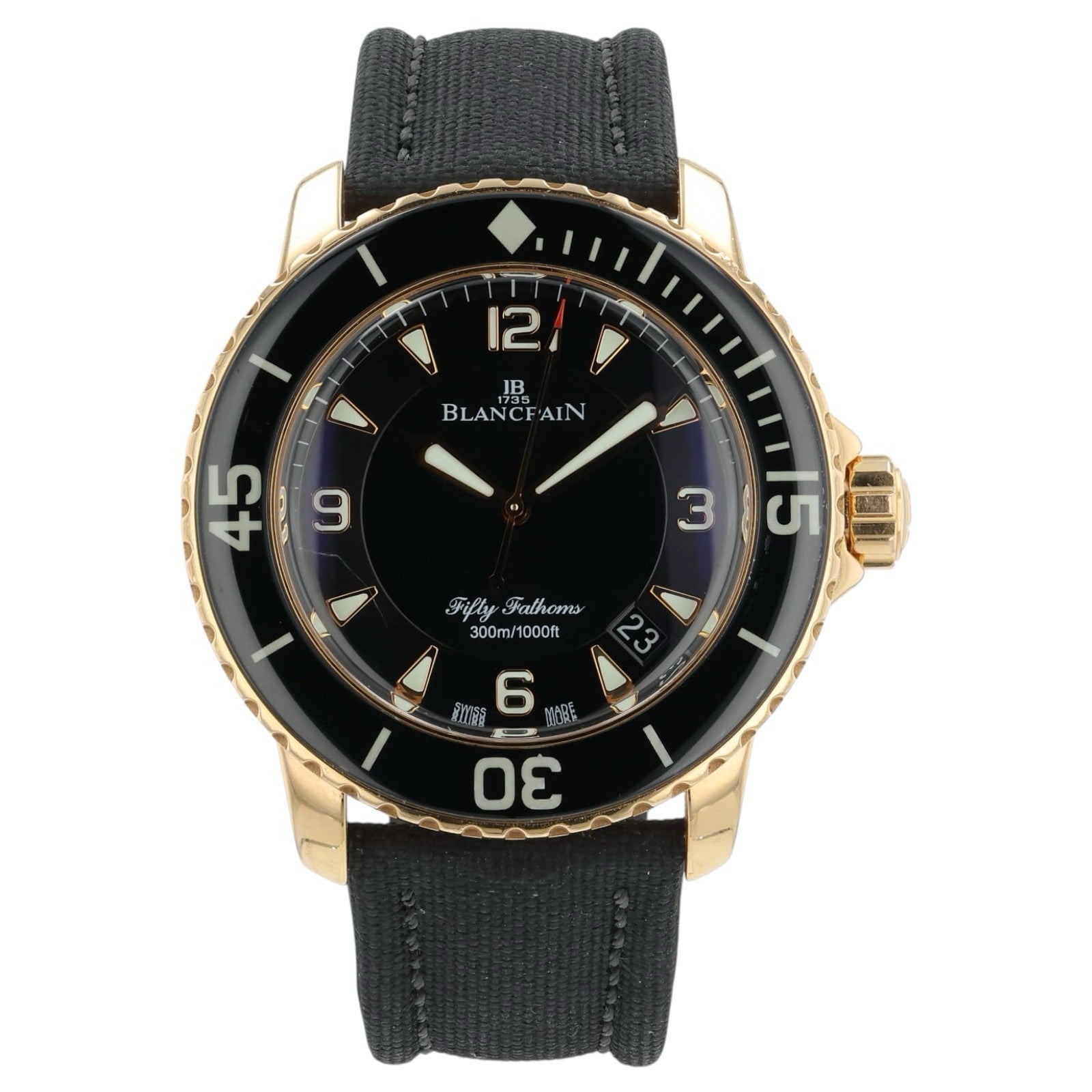 Blancpain Fifty Fathoms Black Dial 18k Rose Gold 45mm Automatic 5015-3630-52