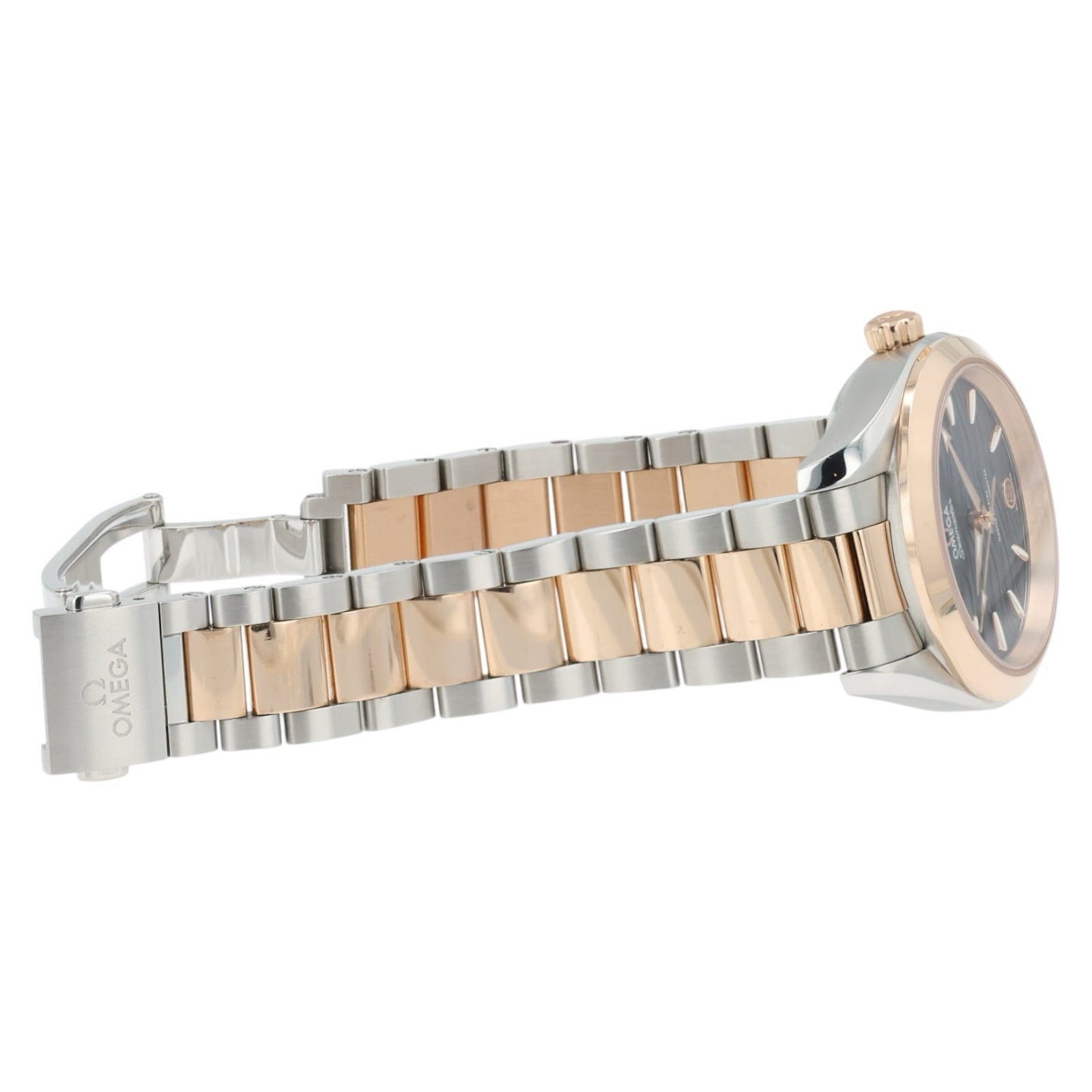 Omega Seamaster Blue Dial 18k Rose Gold & Steel 34mm Ladies 220.20.34.20.03.001