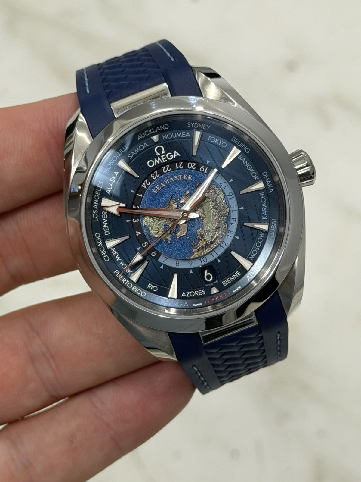 2026 Omega Seamaster Aqua Terra Worldtimer Blue Dial Watch 220.12.43.22.03.001