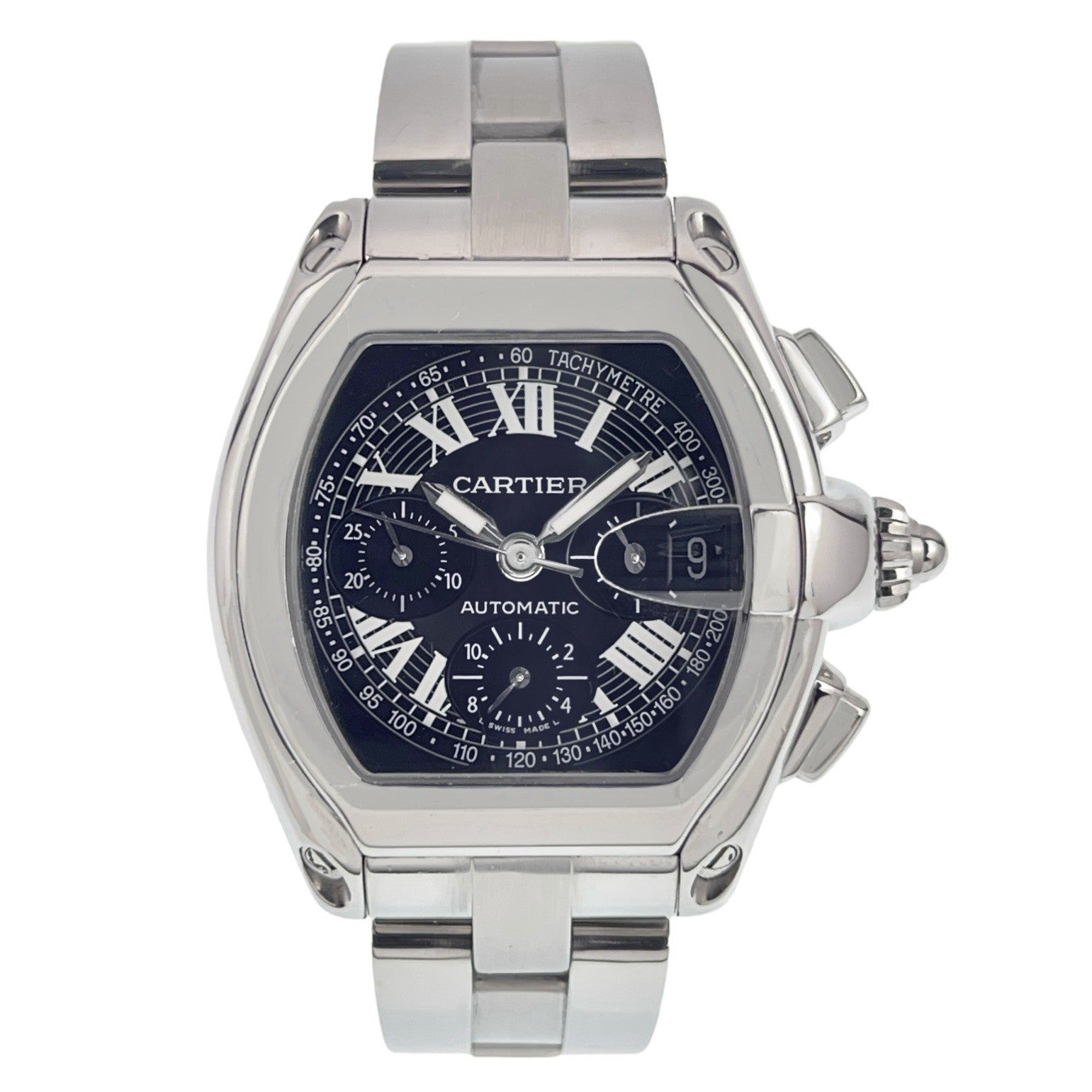 Cartier Roadster Stainless Steel Black Dial 40mm Automatic Mens Watch W62007X6