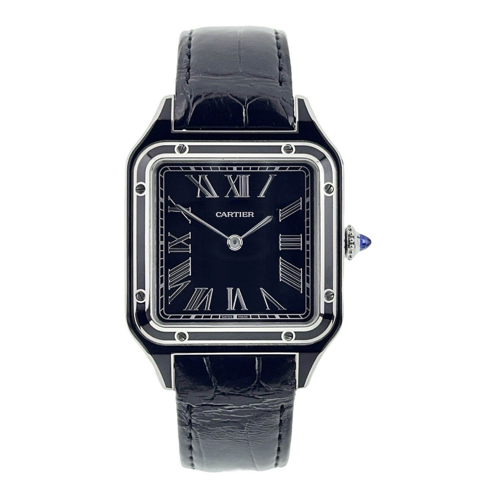 Cartier Santos Dumont Steel Black Dial 31mm Manual Wind Men’s Watch WSSA0046