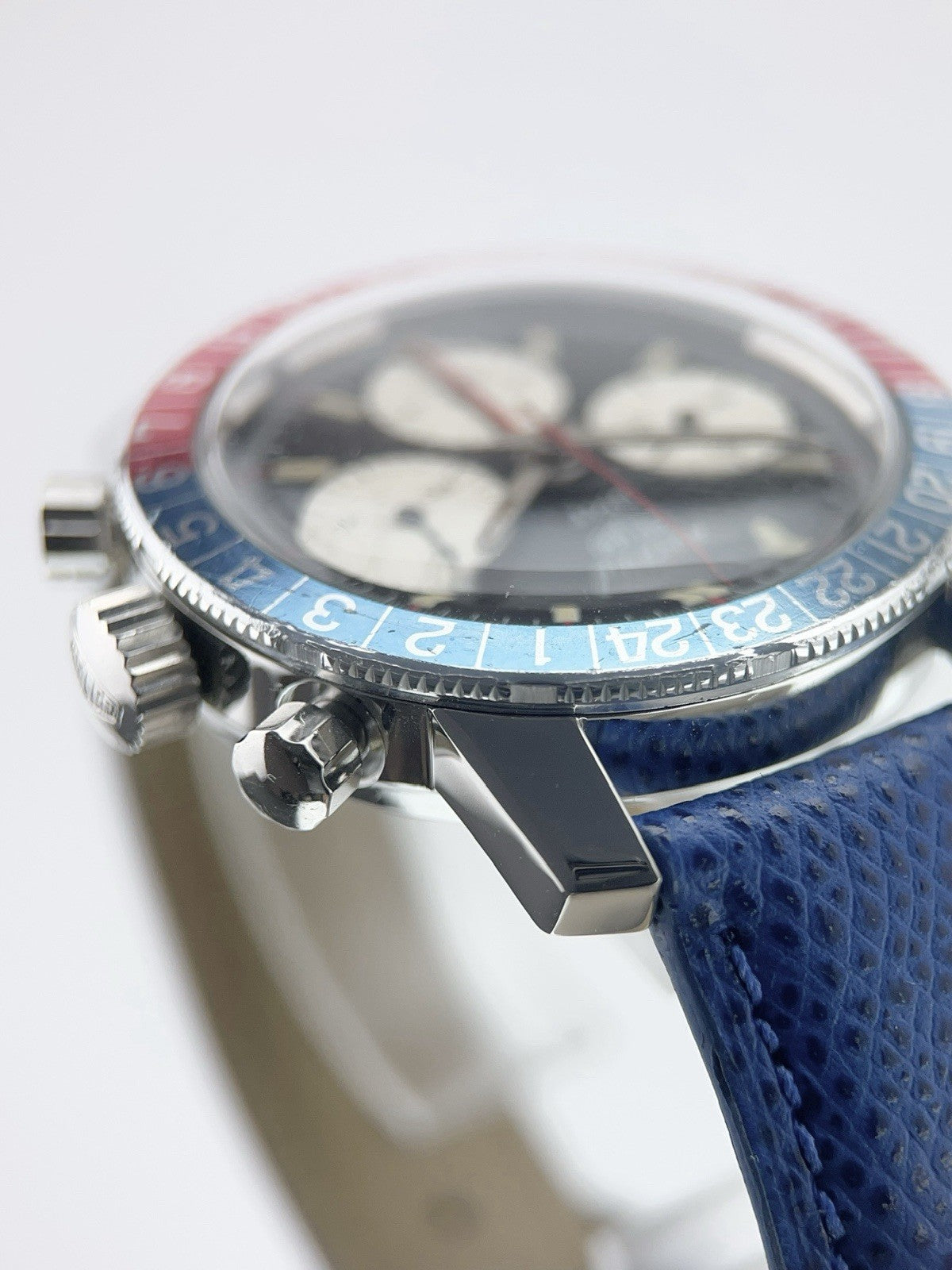Heuer Autavia Pepsi Stainless Steel Black Dial 40mm Manual Wind Men's Watch 2446